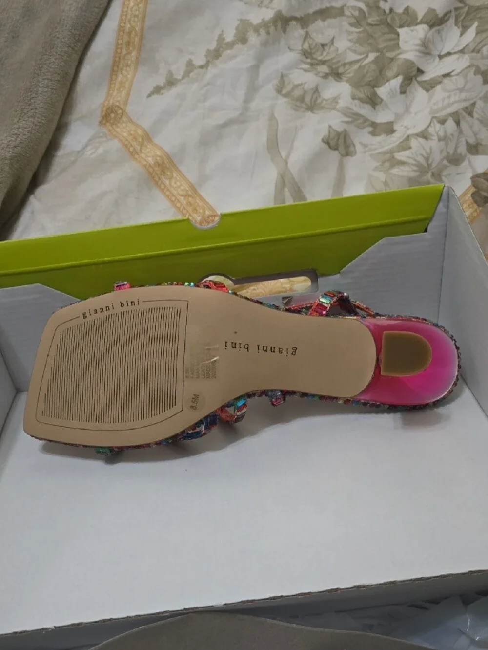 Gianni Bini Multicolor Mosaic Strappy Kitten Heel Sandal